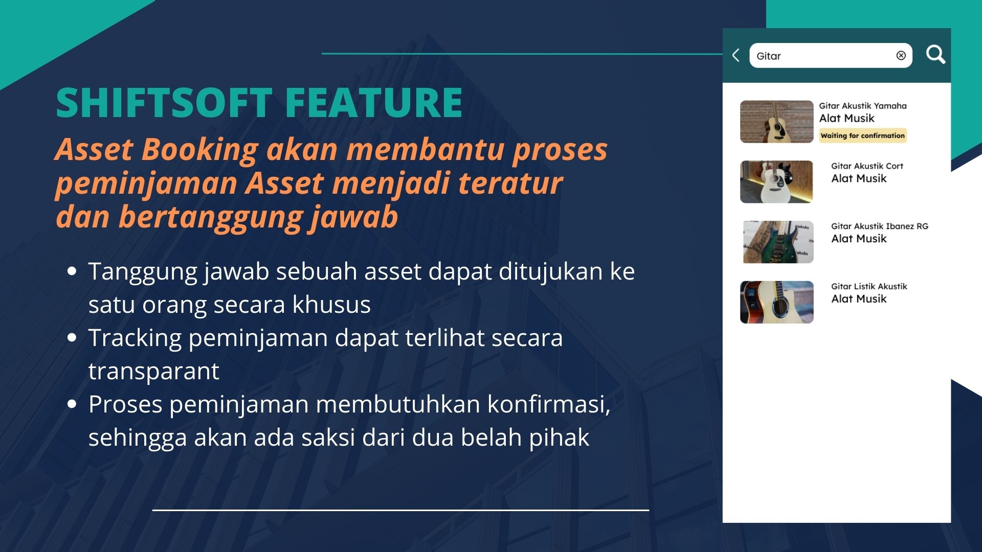 Asset Booking akan membantu proses peminjaman Asset menjadi teratur dan bertanggung jawab